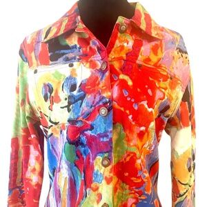KAKTUS Abstract floral print painting design jacket M